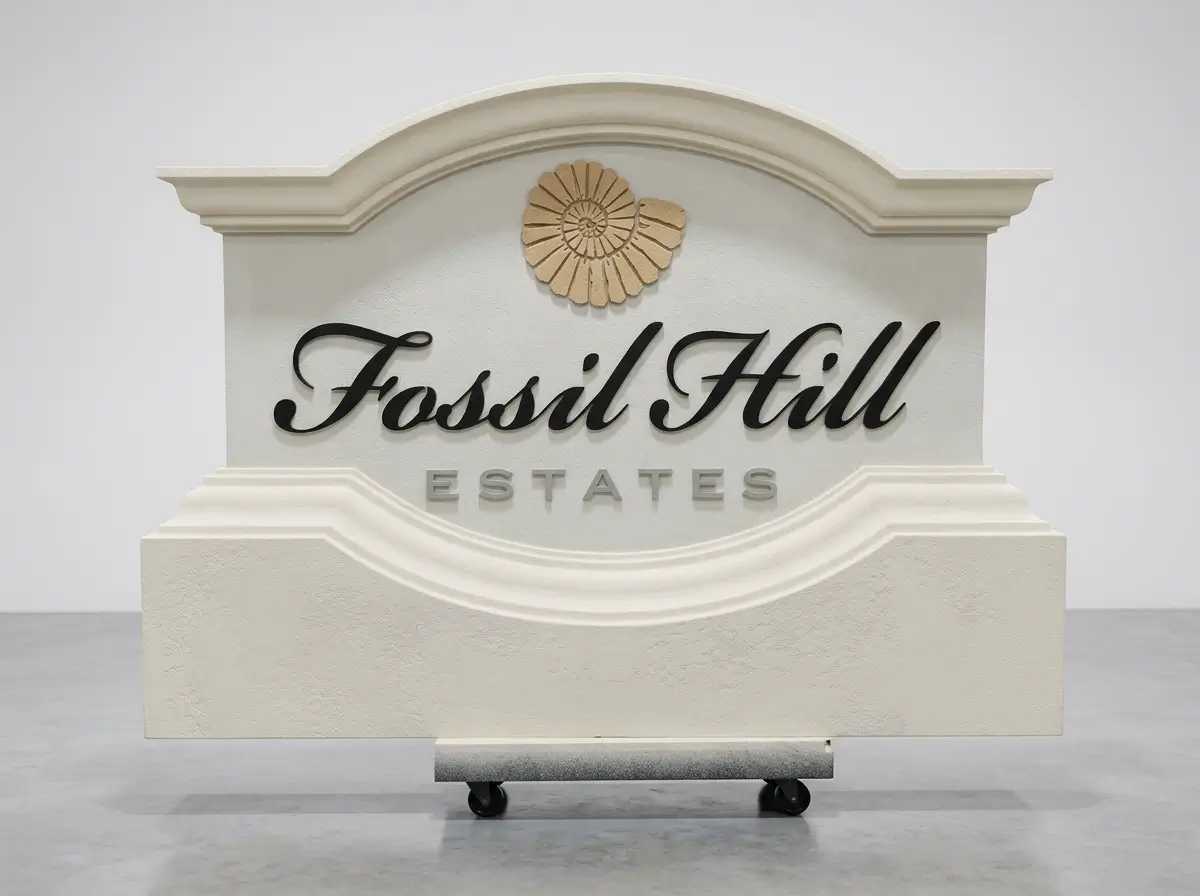 Fossil Hill Estates Sign – Clean Studio Background (HD)
