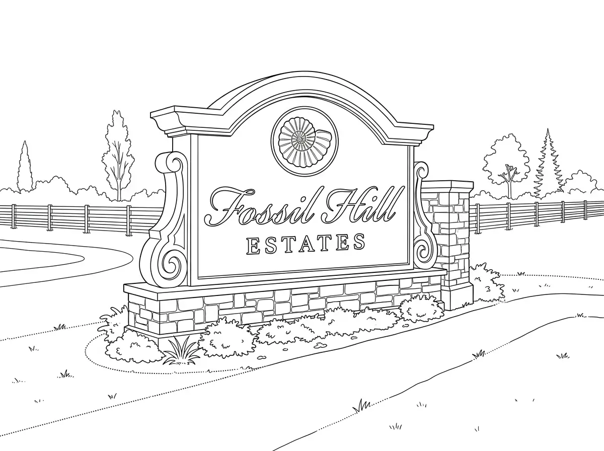 Fossil Hill Estates – Installed Entrance Sign Sketch